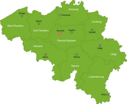 Green Belgium map Stock Illustration