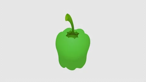 A green bell pepper with a green stem icon concept loop animation video wit.. Stock Footage 266093884