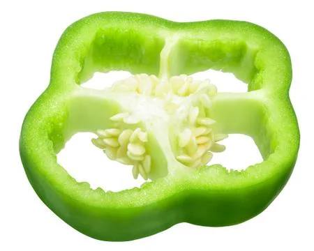 Green bell pepper slice, paths Stock Photos