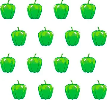 Green bell pepper stock vector seamless pattern on white background Stock Illustration