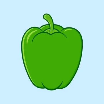 Green bell pepper vegetable simple cartoon illustration icon Stock Illustration