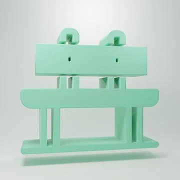 Green Bench icon isolated on grey background. Minimalism concept. 3D render.. Stock Illustration