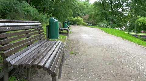The green bench from toome hill park gh4 Stock Footage