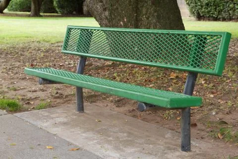 Green bench tree Stock Photos