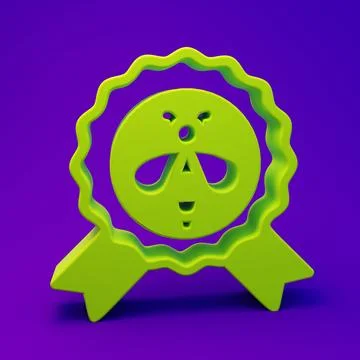 Green Best bee icon isolated on purple-blue background. Sweet natural food... Illustrazione stock