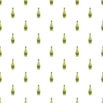 Green beverage bottles forming seamless pattern on white background イラスト素材
