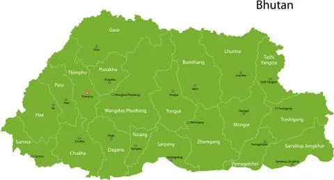 Green Bhutan map Stock Illustration