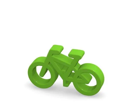 Green bicycle 3d rendering on a white background Stock Illustration