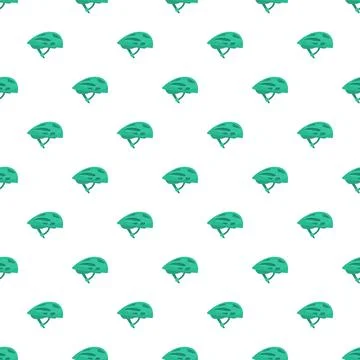 Green bicycle helmet seamless pattern for cycling safety Stock-Illustration