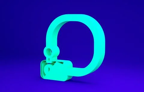 Green Bicycle lock U shaped industrial icon isolated on blue background. Mini Stock Illustration