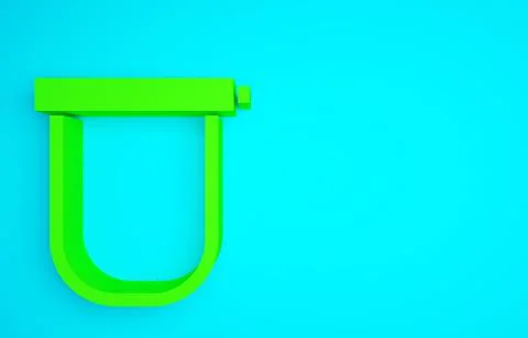Green Bicycle lock U shaped industrial icon isolated on blue background Stock Illustration