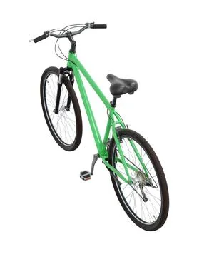 Green bicycle, side top view isolated on white background, 3D illustration Stock Illustration