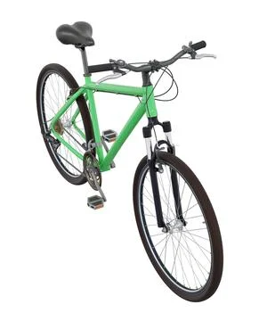 Green bicycle, side top view isolated on white background, 3D illustration Stock Illustration
