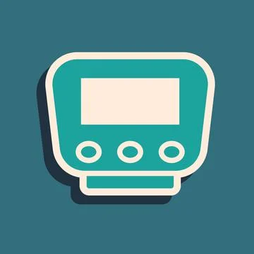 Green Bicycle speedometer icon isolated on green background. Long shadow style Stock Illustration