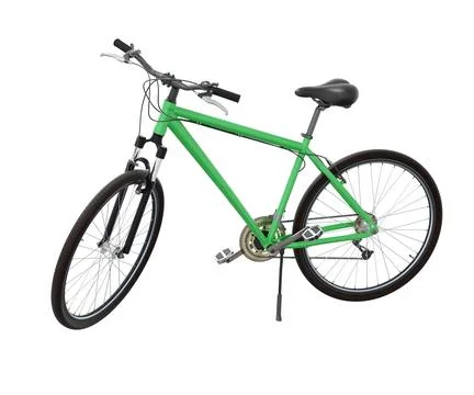 Green bicycle standing on kickstand Illustrazione stock