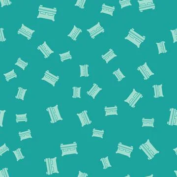 Green Big bed for two or one person icon isolated seamless pattern on green イラスト素材