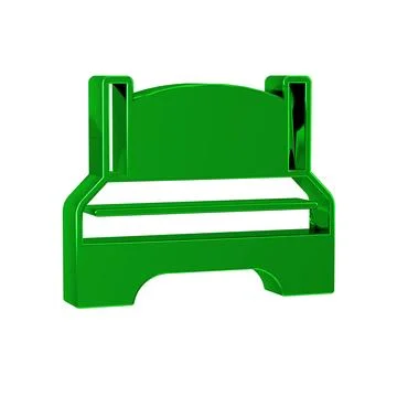 Green Big bed for two or one person icon isolated on transparent background. Illustrazione stock