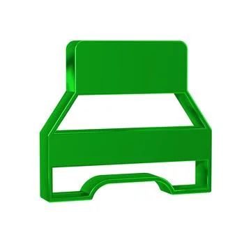 Green Big bed for two or one person icon isolated on transparent background. Illustrazione stock