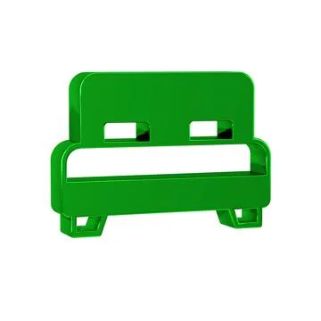Green Big bed for two or one person icon isolated on transparent background. Illustrazione stock