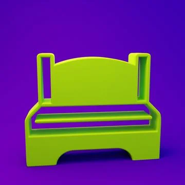 Green Big bed for two or one person icon isolated on purple-blue background.. Stock Illustration