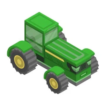 Green big tractor icon, isometric style Stock Illustration