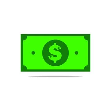 Green bill featuring dollar sign with sparkles, ideal for finance Stock Illustration