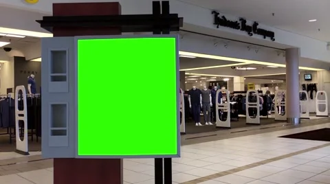 Green billboard for your ad in front of The Bay store in Lougheed Town Centre Stock Footage 65006548