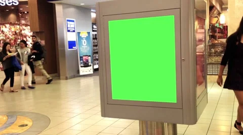 Green billboard for your ad inside metropolis at metrotown Stock Footage 41829283