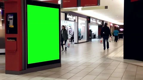 Green billboard for your ad inside Coquitlam shopping mall Stock-Footage 49110929