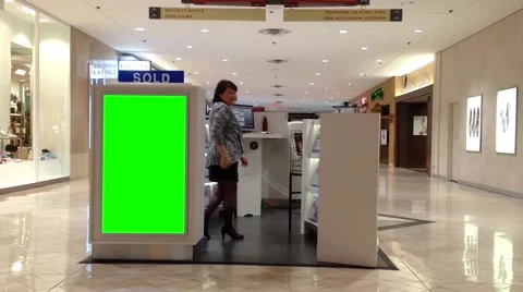 Green billboard for your ad inside Coquitlam shopping mall Stock Footage 53062992
