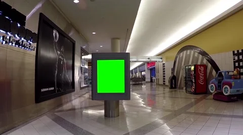 Green billboard for your ad inside Burnaby shopping mall Stock Footage 60045016