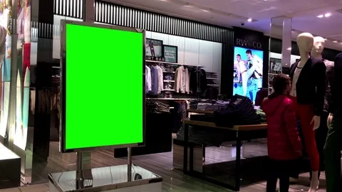 Green billboard for your ad inside Coquitlam shopping mall Stock Footage 71636557