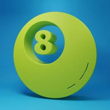 Green Billiard pool snooker ball icon isolated on blue background. Minimali.. 스톡 일러스트
