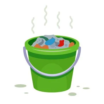 Green bin with garbage. Stock Illustration