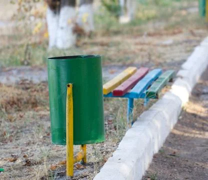 Green bin in the park Stock Photos