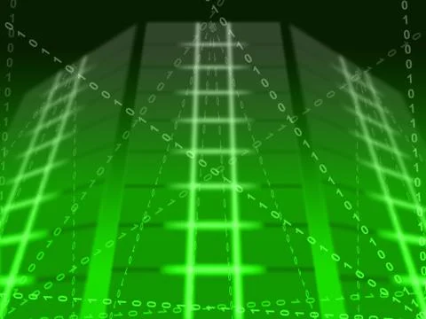 Green binary circuit background shows matrix or computer programming Stock Illustration
