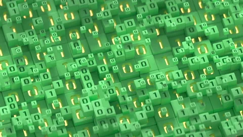 Green binary code 3D render seamless loop animation 動画素材 219856485