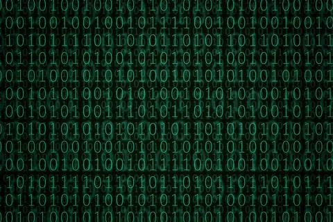 Green binary code background. 3d illustration. イラスト素材