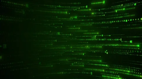 Green binary code background glowing numbers, dark digital space, futuristic mat Stock Footage 340477503