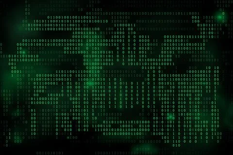 Green binary code on a black background. A concept of coding. Illustrazione stock