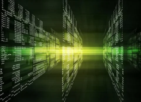 Green binary code on black Stock Illustration