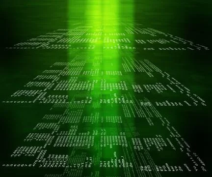 Green binary code on black Stock Illustration