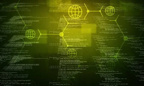 Green binary code on black Illustrazione stock