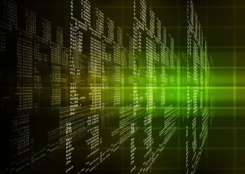 Green binary code on black Illustrazione stock