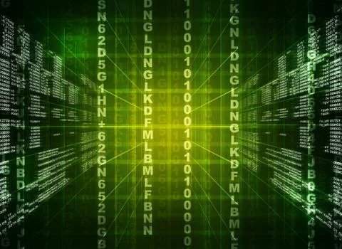 Green binary code on black Stock Illustration
