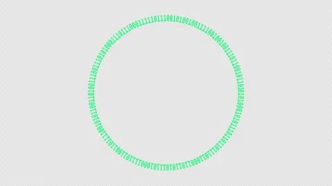 Green Binary Code Circle Reveal Loop Alpha Background Video stock 332778265