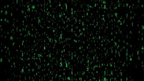 Green binary code creating matrix effect falling on black background イラスト素材