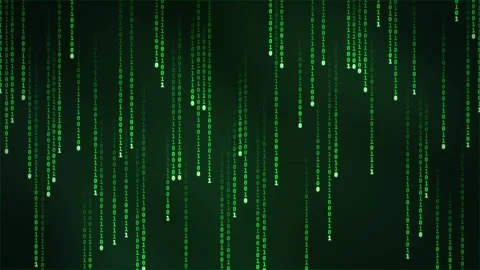Green binary code falling across dark cyberspace terminal. Digital technolo.. Video stock 341973400