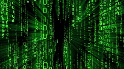 Green binary code falling down - matrix effect with light rays Vídeos de archivo 314199290