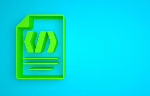 Green Binary code icon isolated on blue background. Minimalism concept. 3D Illustrazione stock
